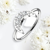 Silver Dainty Crescent Moon with Clear Stones Bendable Hoop for Nose Cartilage Tragus Piercings.